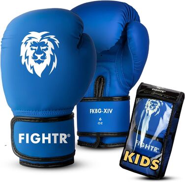 Боксерські рукавички для дітей FIGHTR® 04 oz, блакитні | для боксу, MMA, муай-тай, кікбоксингу | з сумкою