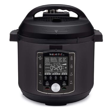 Instant Pot Pro 10-в-1: мультиварка-скороварка, 1200 Вт, 5.7 л, чорна нержавіюча сталь. 10 функцій: скороварка, плита, рисоварка, пароварка, йогуртниця, Sous Vide.