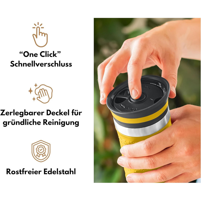 Термокружка Milu для кави з собою 370 мл, 450 мл, з нержавіючої сталі, подвійні стінки, ізоляція, без витоку, автокружка, термокружка, travel mug (Mango, 370 мл)