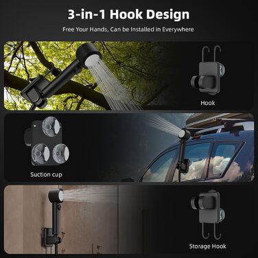 Кемпінговий душ SPOPAL з помпою, акумулятором 6000 мАг та індикатором температури