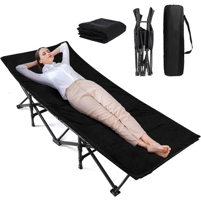 Розкладне ліжко CALIYO для кемпінгу та відпочинку на природі, 188x71x49 см, до 200 кг, з сумкою