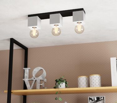 Настільна лампа EGLO Prestwick: вінтажний дизайн, індустріальний стиль, бетон, сірий колір, вимикач, патрон E27