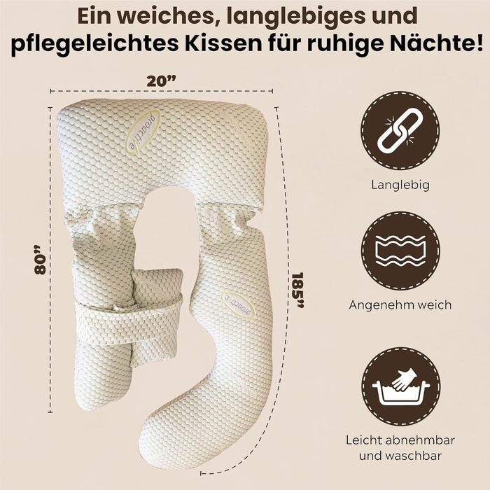 Подушка для вагітних Cocooning Serenity 360° - ергономічна, для сну на боці, знімний чохол