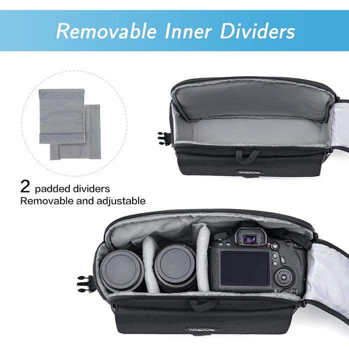 Сумка на плічо MOSISO для камери: DSLR, SLR, беззеркальна, з підкладкою та захистом від дощу. Сумісна з Canon, Nikon, Sony. Чорний колір.