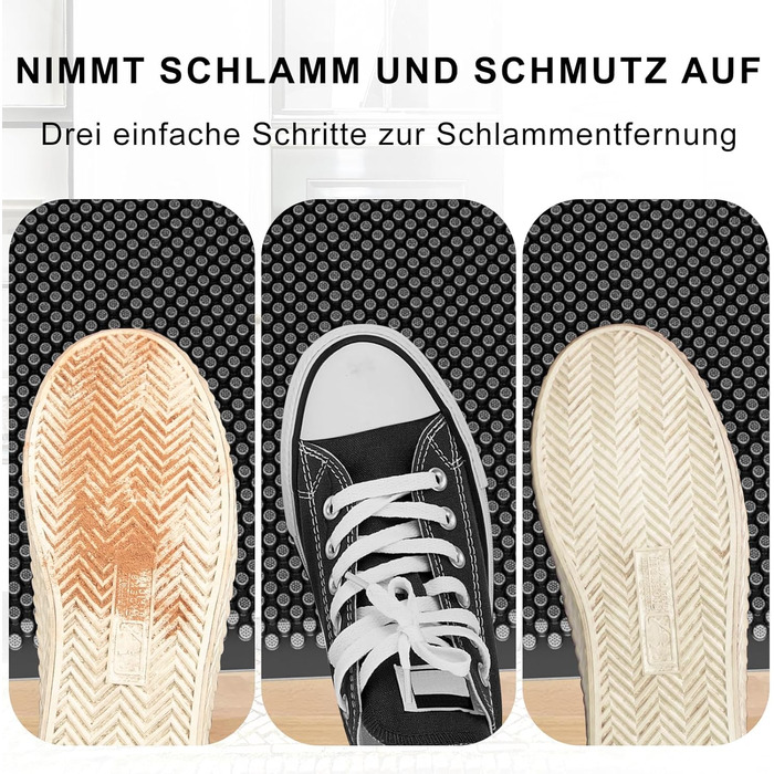 Килимок для дому та вулиці Fowooyeen, силіконовий, 43 x 76 см, чорний, неслизький, миючий