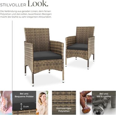Tectake 2-Piece Rattan Garden Chair Set