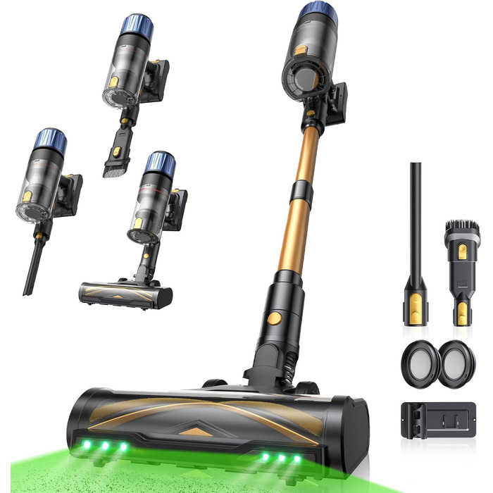 Бездротовий пилосос Proscenic P15: 55KPa, 580W, 70 хв, LED дисплей, антизаплутана щітка, фільтр GreenEye, для твердих поверхонь, килимів, шерсті тварин, авто