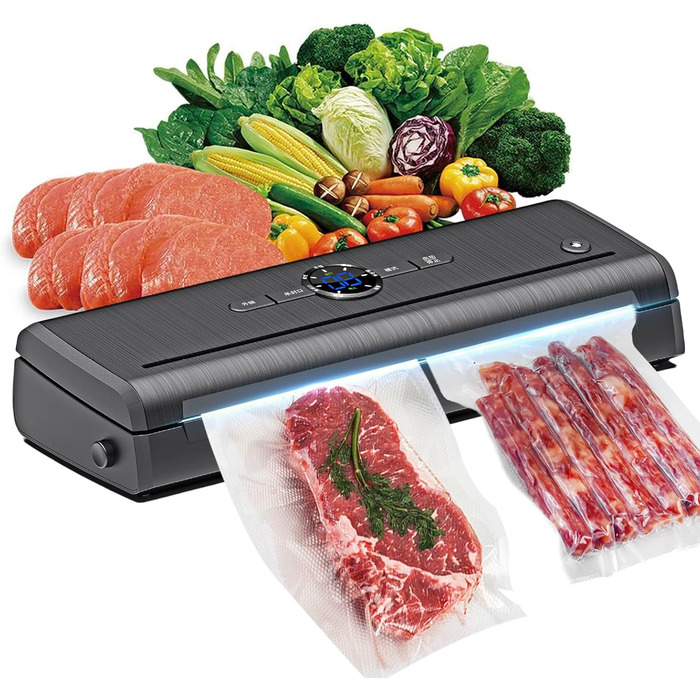 Вакуумний пакувальник для продуктів харчування 30 см, комплект з 5 пакетами, чорний