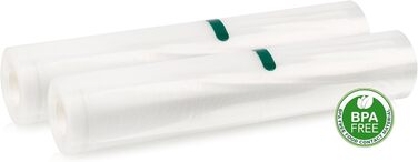 Вакуумний пакувальник Emerio з комплектом аксесуарів: 3м рулон фольги + 5 пакетів (20x30 см), кріплення для рулону, різак, для пакетів до 30 см, 120 Вт