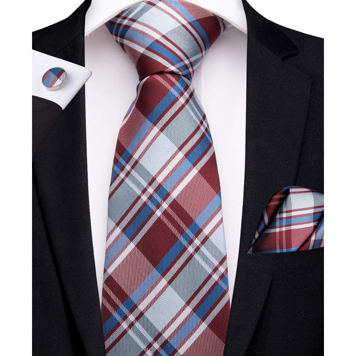 Набір аксесуарів для чоловіків DiBanGu: краватка, хустинка, запонки, затискач для краватки (палеє, квіти, рот/сірий)