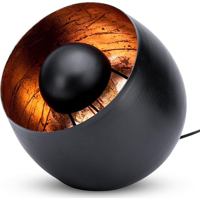 Настільна лампа ZEYA чорного кольору з мідними акцентами, Ø 23 см, в стилі лофт та ретро, E27, 40W