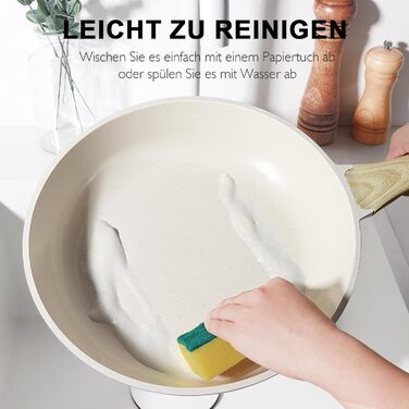Набір кухонного посуду GiPP з кришкою, антипригарне покриття кераміки, набір каструль та сковорідок для всіх типів плит, (білий, 17 предметів)