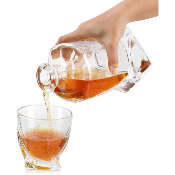 Belle Vous 800 ml Glass Whiskey Decanter & Whiskey Glasses Set - Whiskey Decanter with Glass Stopper - Whiskey Gifts for Men, Ideal as Wine, Brandy, Bourbon & Whiskey Accessories