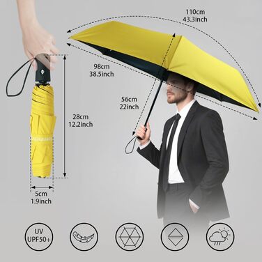 Компактний туристичний парасолька Herreicher з автоматичним відкриванням - легкий, складаний, портативний, з UV-захистом, для чоловіків та жінок (Gleb)