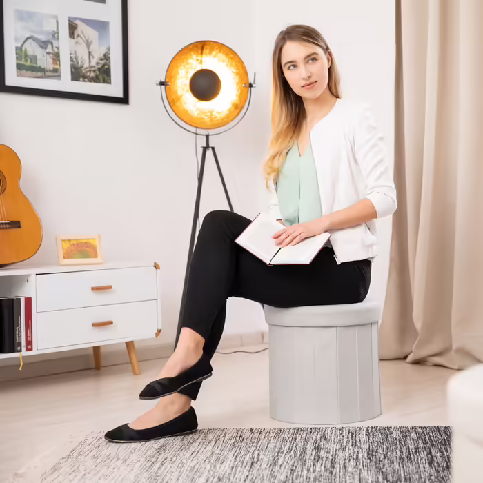 Пуф Relaxdays з місцем для зберігання розміром M круглий
