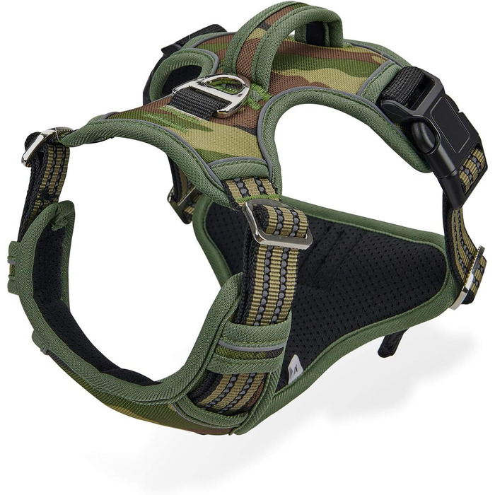 Нашийник для собак великих порід, антинатяг, світловідбиваючий, дихаючий, зручний, безпечний, м'який, зелений, XL, упаковка 1 шт.