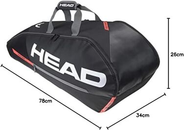 Сумка для тенісу HEAD Tour Racquet Bag M (6R, чорний/помаранчевий) – унісекс, для дорослих