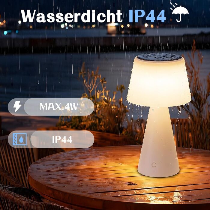 Настільна лампа акумуляторна LED біла з USB зарядкою, диммер, 3600mAh - для спальні, вітальні, вулиці