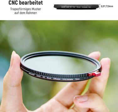 NEEWER 72mm Фільтр ND2-ND32 2-в-1 з дифузором та нейтральним градієнтом, HD, водостійкий, зносостійкий, для фото- та відеозйомки
