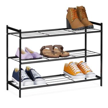 Relaxdays Metal Shoe Rack with 3 Shelves