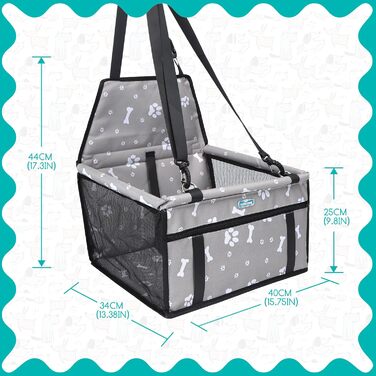 Nobleza Автомобільний крісло-переноска для собак та котів, сірий, 40x34x25 см, складна, миється