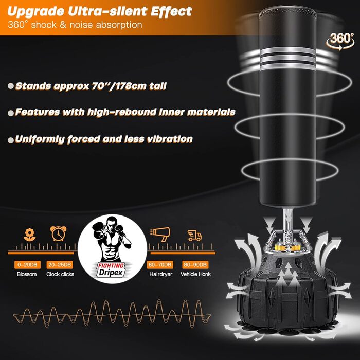 Стенд для боксерського мішка YOLEO, 178 см, чорний - для професійних тренувань
