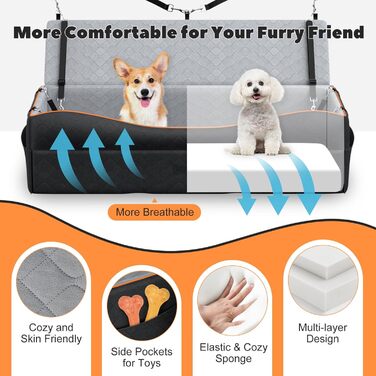 Автокрісло для собак - чорний/сірий, L - для собак вагою до 25 кг