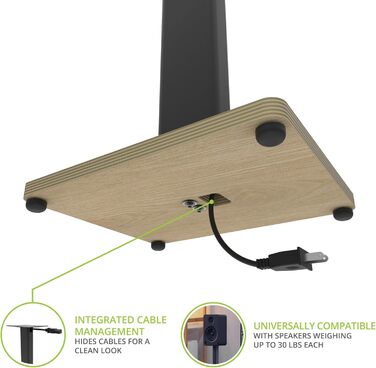 Підлогові стійки для акустичних систем Kanto ST28P - пара, чорний метал, дерев'яна база