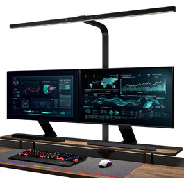 LED лампа настільна з авторегулюванням яскравості, 80 см, кріплення-прищіпка, регулювання колірної температури, захист для очей, денне світло, таймер, матовий чорний