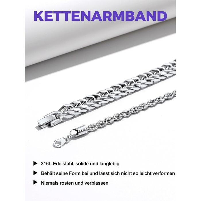 Набір браслетів для чоловіків Richsteel з нержавіючої сталі, 2 шт/3 шт, чорний/сталь/золотий, 9/8/4 мм, довжина 19/21/23 см, для подарунка