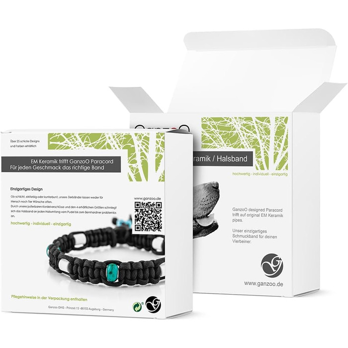 Нашийник для собак Ganzoo EM з кераміки та паракорду 550, розмір L (52-64 см), чорний, регульований