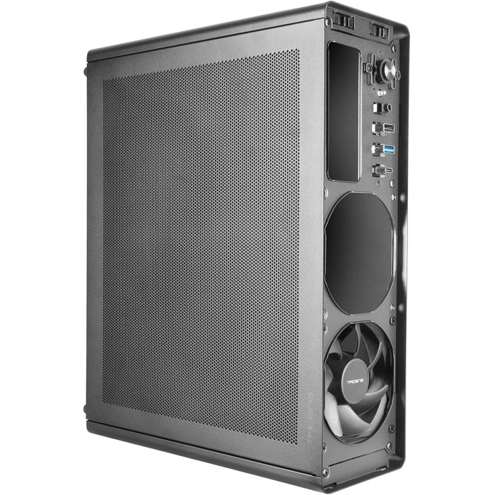 Корпус для ПК Tacens SAGITTA20, ATX, з LED-дисплеєм, 3 вентилятори 120мм, загартоване скло, сітчаста передня панель, USB-C, чорний