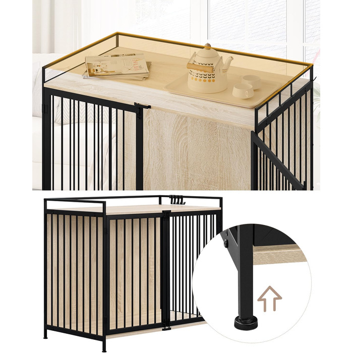 Клітка для собак EUGAD з дерева, переносна будовушка для дому, XXL, для малих/середніх собак, 104x92x60 см, міцна