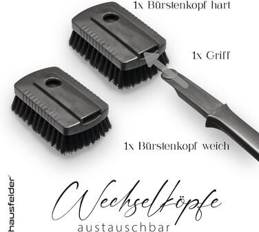 Набір ручних щіток Hausfelder для душу: жорсткі, для нігтів та спини, з ручкою, чорний антрацит, матовий