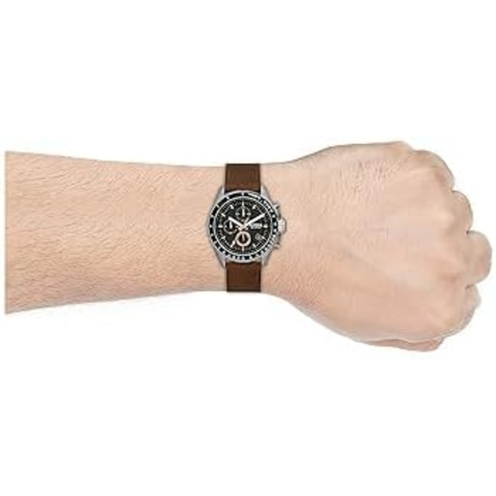 Годинник Fossil Decker для чоловіків, кварцовий хронограф з шкіряним ремінцем, коричневий