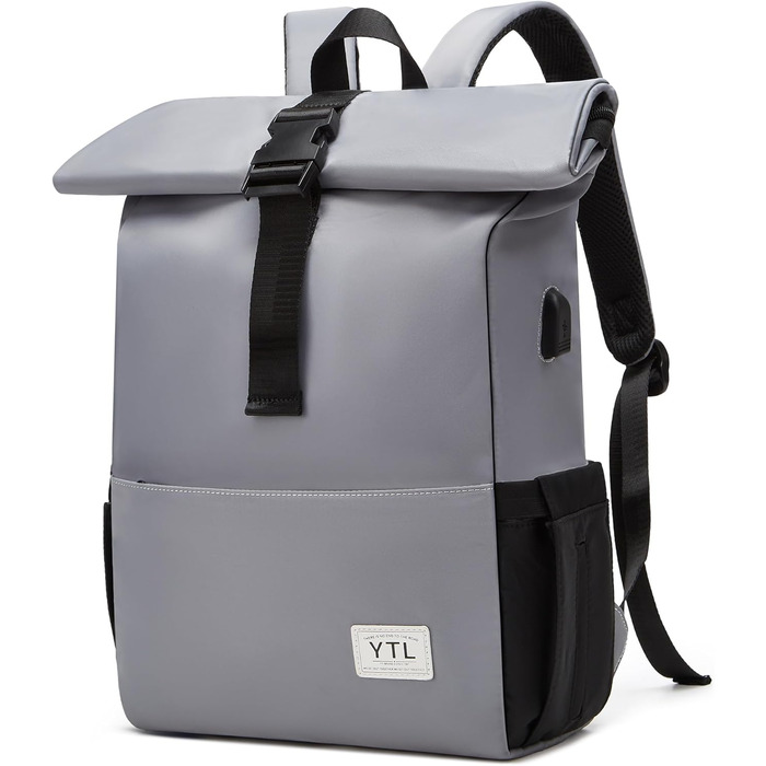 Водонепроникний рюкзак YTL Rolltop з відділенням для ноутбука 17 дюймів (сірий)
