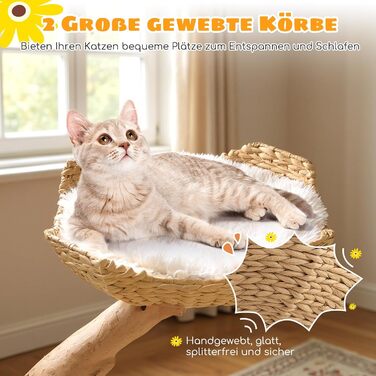 Дерев'яний кігтечка для котів Costway 87см з гамаком та джутовими стовпчиками, білий, 2 стовпчики (1+2)