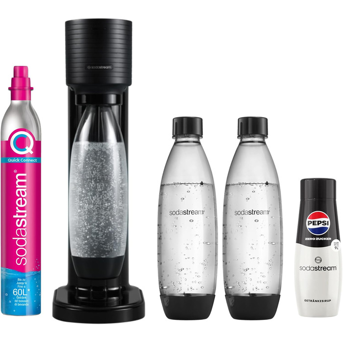 SodaStream Gaia: Газова вода вдома + CO2 балон, 3 пляшки BPA-Free, Сироп Pepsi Zero (Promo Pack)