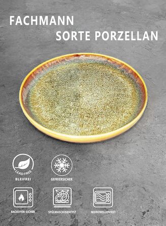 Набір тарілок Ya JU Keramik 4 шт. для основного блюда: стейк, паста, різотто. Мікрохвильова піч, духовка, миття в посудомийній машині, стійкість до подряпин. Колір: коричневий.