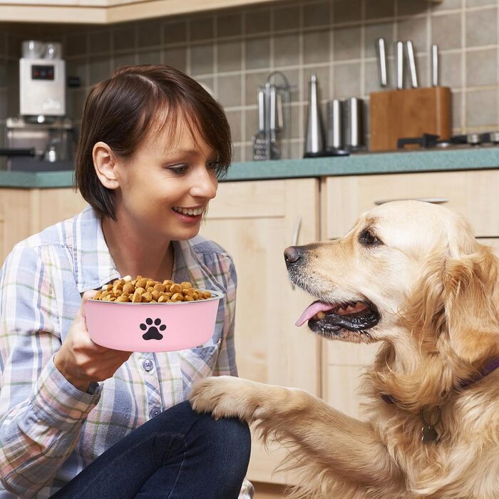 Набір з 4 мисок для собак з нержавіючої сталі, протиковзкі, для води та корму, 18 см, підходять для собак та котів будь-якого розміру