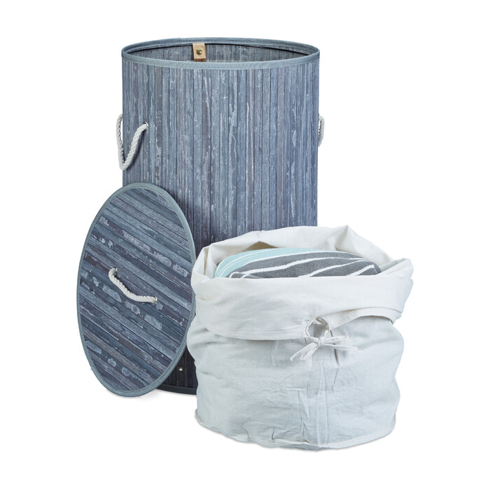 Relaxdays Bamboo Laundry Basket Round