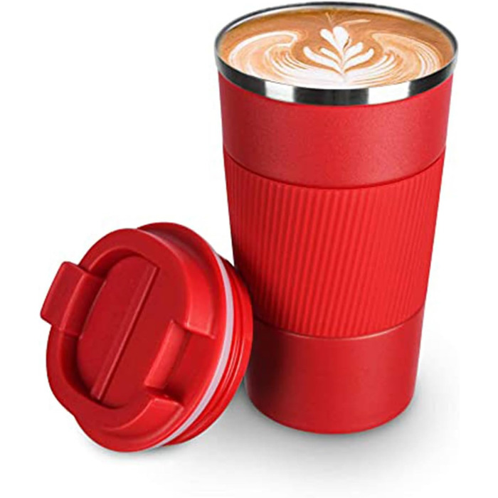 Термокружка-термоізольована чашка з нержавіючої сталі, туристична термокружка, вакуумна, не протікає, з кришкою, для автомобіля, з подвійними стінками, для води, чаю, кави, 380мл (Червоний, 510 мл)