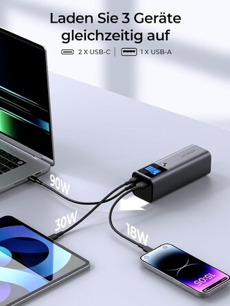 Powerbank 140W, 27600mAh з USB-C PD 3.1: для ноутбуків, планшетів, смартфонів