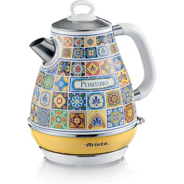 Ariete Vintage Electric Kettle 2869 - 1.7L Stainless Steel Retro Kettle with Water Level Window, Cordless 360° Base, Auto Shut-Off, Tea Infuser, 2000W