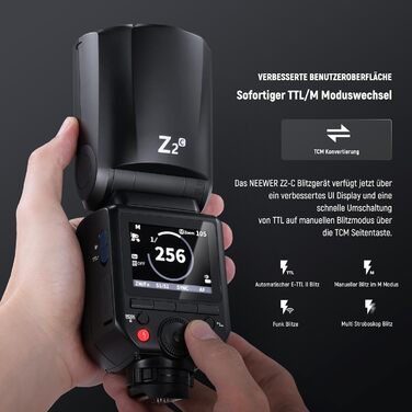 NEEWER Z2-S 2.4G TTL Speedlite для Sony: потужний спалах з дифузором та 2 моделювальними лампами, 76W, 1/8000s HSS, 3000mAh, 600 блискіток