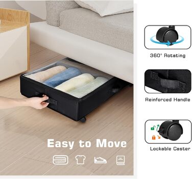 Органайзери для зберігання під ліжком Xtsuen (2 шт.) з металевим каркасом та колесами, велика місткість, для одягу, взуття, ковдр