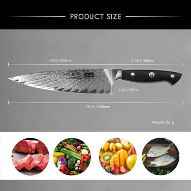 Ніж кухарський SHAN ZU з дамаської сталі AUS10, 67 шарів, професійний, японський, з ручкою G10, у подарунковій коробці