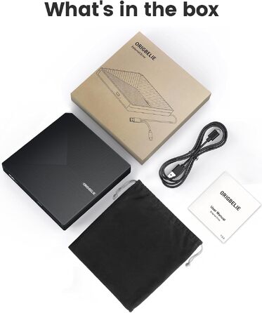 Зовнішній DVD-привід ORIGBELIE USB 3.0 та Type-C, портативний DVD-записувач для ноутбука та ПК