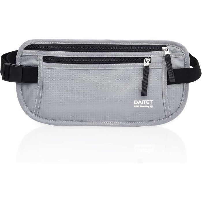 Гендерно-нейтральний RFID-захисний пояс-сумка для чоловіків та жінок, для подорожей та бігу, ширина пояса 3.7 см, сірий