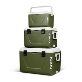 Набір термобоксів IGLOO 55л + 27л + 11л для кемпінгу, пікніка, пляжу – компактні, міцні, зелені
